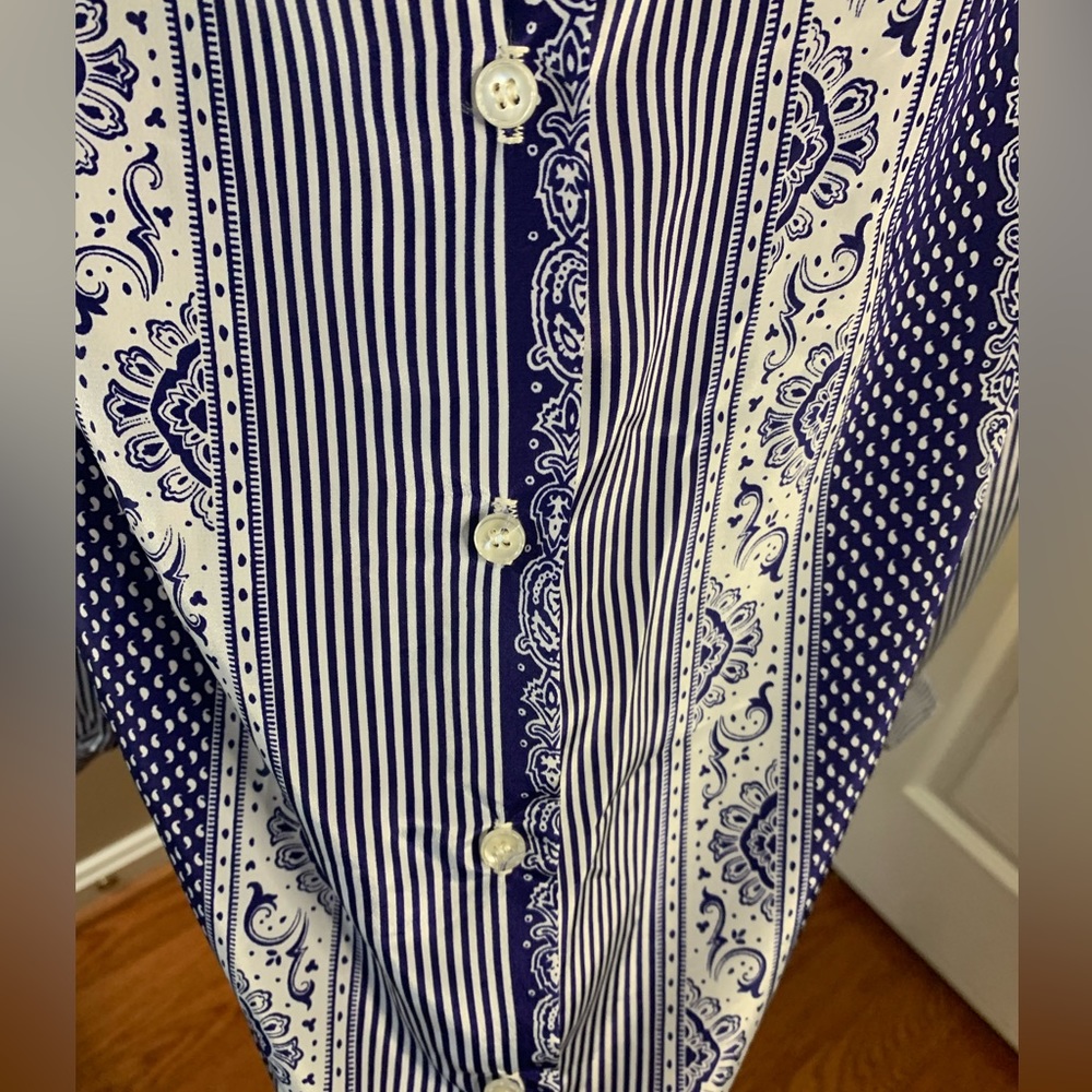 70s Lady Manhattan Top Gray Paisley Ascot Tie, Size Large - Picture 2 of 11